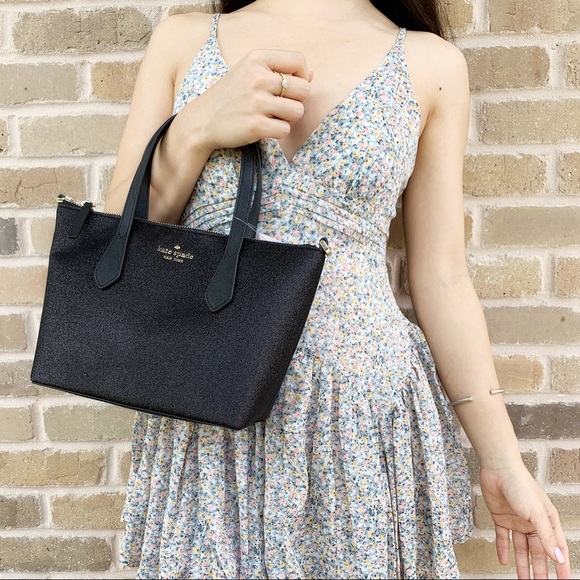 SALE‼️ Kate Spade Glitter Satchel black crossbody - Picture 3 of 5